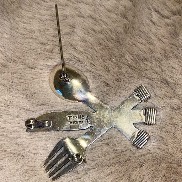 Vtg Taxco 925 TL-115 Fork, Spoon, Knife Pin Vintage Cook Chef Brooch / 14g - Picture 4 of 6